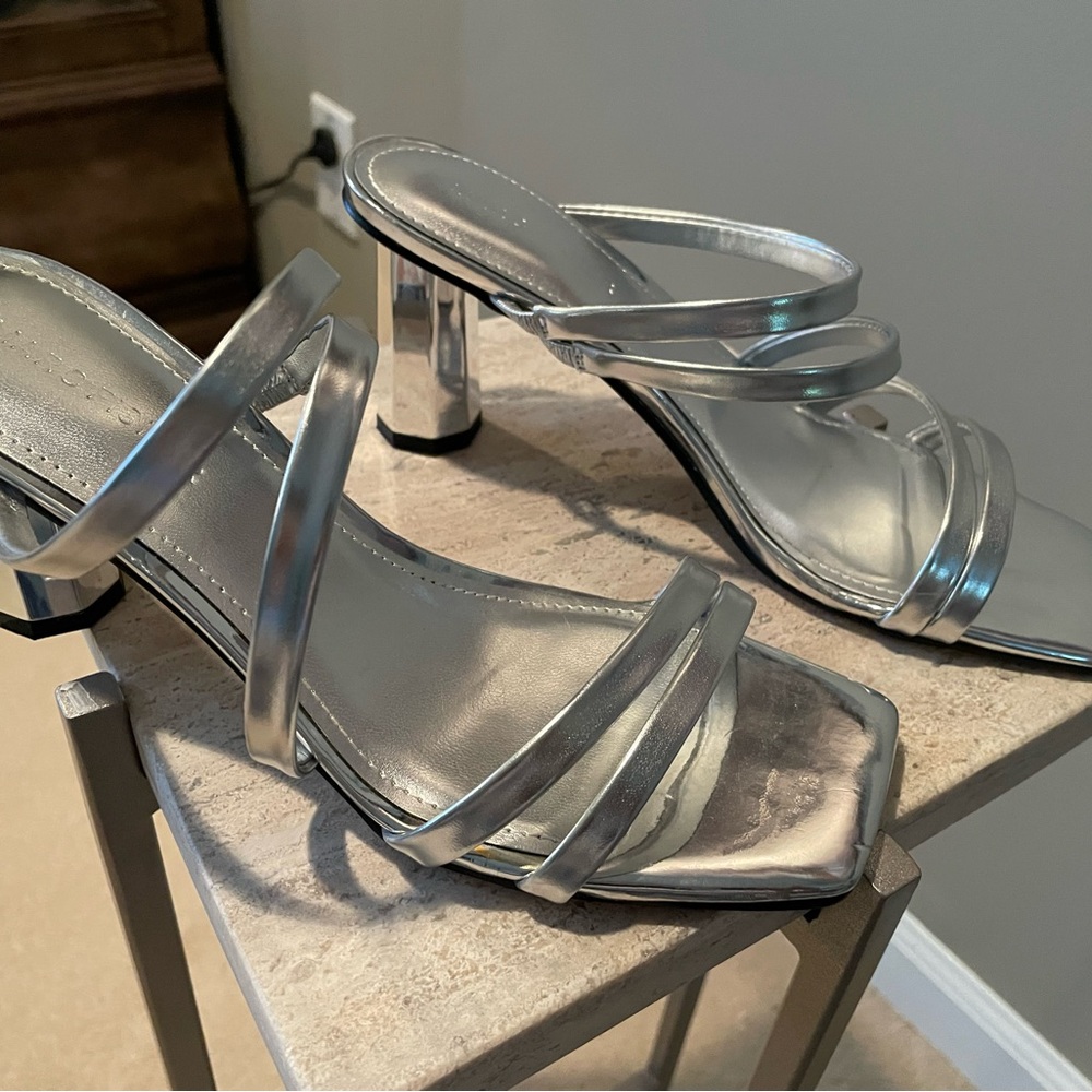 Marc Fisher Metallic Silver Strappy Heels